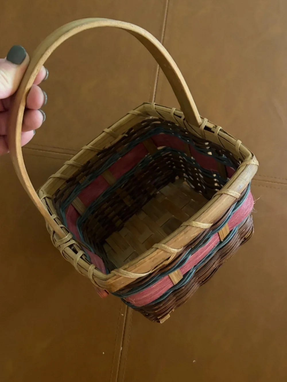cottagecore woven bow basket pink blue 6X4
